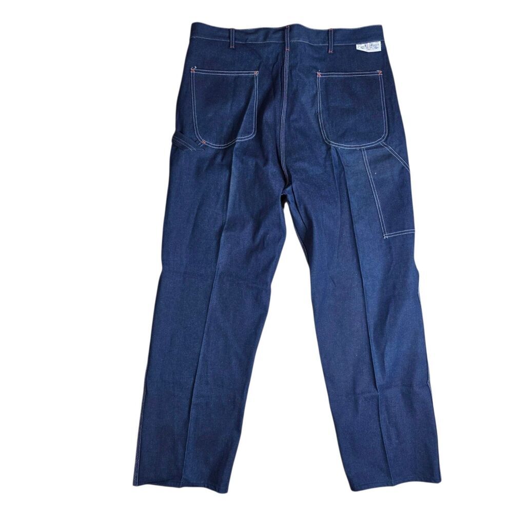 Vintage Sears Carpenter Union Made Jeans Orange Stitching Deadstock Size 42 x 30